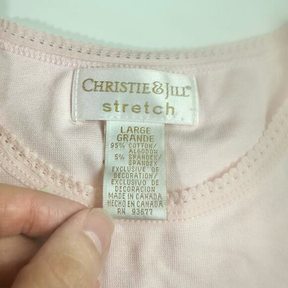 Christie & Jill NOS Women's Large Light Pink Sleeveless Pullover Floral Blouse - Picture 3 of 10